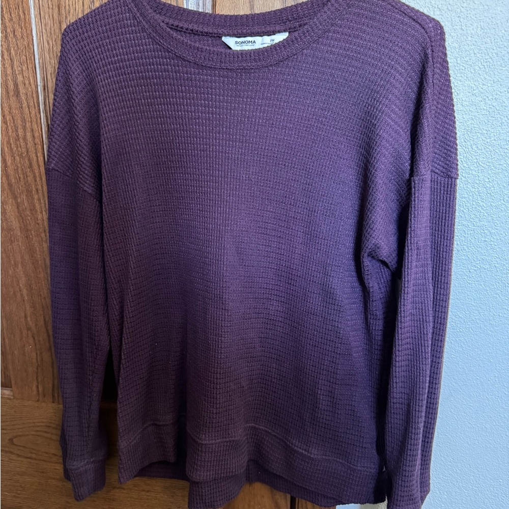 Sonoma Women's Waffle Knit Sweater - Deep Purple